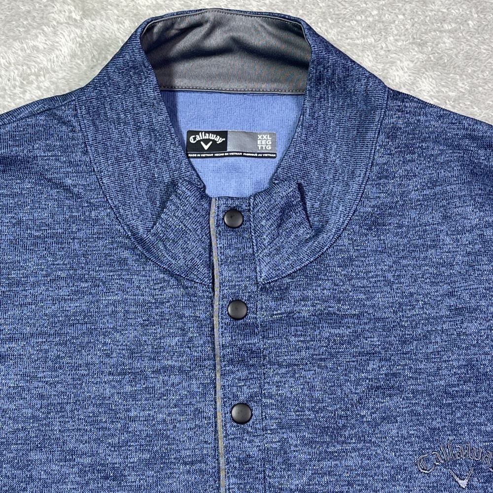 Callaway‎ XXL Golf Pullover Long Sleeve Button Mock Neck Blue Men's Sweatshirt